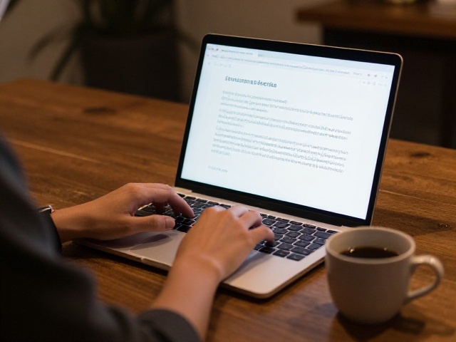 Person writing their dating profile on a laptop